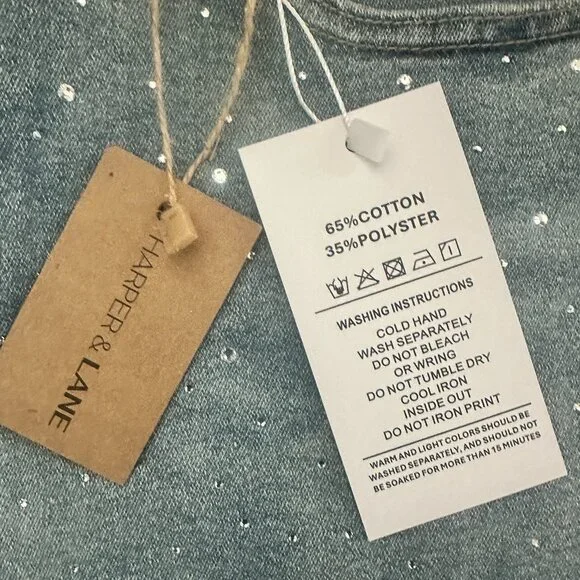 NWT Sparkly Embellished Jeans Size L/8 - Picture 7 of 10